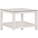 Amie White Square Glass Top Side Table