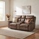 Aram Brown Double Glider 80" Reclining Console Loveseat