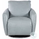 Delaney Light Blue Leather Swivel Chair with Power Footrest