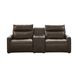ModZ Chocolate Leather 3 Piece Modular Power Reclining Sectional with Audio Console and USB Charging