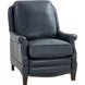 Ashebrooke Barone Navy Blue Leather Push Thru The Arms Recliner with Nailhead Trim
