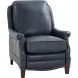 Ashebrooke Barone Navy Blue Leather Push Thru The Arms Recliner with Nailhead Trim