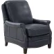 Ashebrooke Barone Navy Blue Leather Push Thru The Arms Recliner with Nailhead Trim