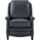 Ashebrooke Barone Navy Blue Leather Push Thru The Arms Recliner with Nailhead Trim