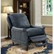 Ashebrooke Barone Navy Blue Leather Push Thru The Arms Recliner with Nailhead Trim