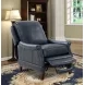 Ashebrooke Barone Navy Blue Leather Push Thru The Arms Recliner with Nailhead Trim