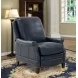 Ashebrooke Barone Navy Blue Leather Push Thru The Arms Recliner with Nailhead Trim