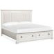 Crownfall Whisper White and Cerused Nutmeg Upholstered Storage Panel Bedroom Set