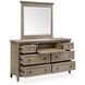 Paxton Place Dovetail Gray 7 Drawer Dresser with Rectangular Mirror
