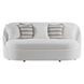 Genevieve Ivory Bench Seat 87" Sofa with Ivory and Stripes Pillows