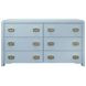 Atticus Matte Light Blue Frame Grasscloth 6 Drawer Dresser