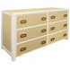 Atticus Matte White Lacquer Frame and Natural Grasscloth 6 Drawer Dresser