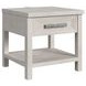 Rhiannon Antique White Square End Table with USB Charging