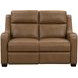 Ayden Hillwood Toffee Leather 60" Power Reclining Loveseat with Power Headrests and Power Lumbar