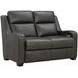 Ayden Elway Dark Gray Leather 60" Power Reclining Loveseat with Power Headrests and Power Lumbar