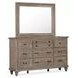 Lancaster Dovetail Gray 9 Drawer Dresser with Rectangular Mirror