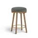 Oodle Green and Light Walnut Performance Vegan Mohair Upholstered Counter Height Stool