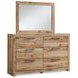 Hyanna Tan Brown 6 Drawer Dresser and Rectangular Mirror