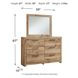 Hyanna Tan Brown 6 Drawer Dresser and Rectangular Mirror