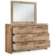 Hyanna Tan Brown 6 Drawer Dresser and Rectangular Mirror