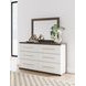 Nendalane White and Brown 6 Drawer Dresser with Rectangular Mirror