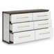 Nendalane White and Brown 6 Drawer Dresser with Rectangular Mirror