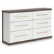 Nendalane White and Brown 6 Drawer Dresser with Rectangular Mirror