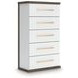 Nendalane Brown and White 5 Drawer Chest