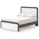 Nendalane White and Brown Queen Upholstered Bed with LED