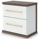 Nendalane Brown and White 2 Drawer Nightstand with USB Charging