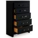 Raechalla Matte Black 5 Drawer Chest
