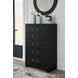 Raechalla Matte Black 5 Drawer Chest