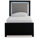 Raechalla Black Twin Upholstered Panel Bed with LED