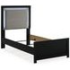 Raechalla Black Twin Upholstered Panel Bed with LED