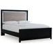 Raechalla Black Full Upholstered Panel Bed with LED