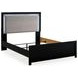 Raechalla Black Full Upholstered Panel Bed with LED