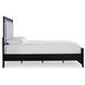 Raechalla Black Full Upholstered Panel Bed with LED