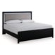 Raechalla Black King Upholstered Panel Bed with LED