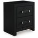 Raechalla Matte Black 2 Drawer Nightstand
