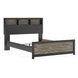 Ryderton Matte Black and Warm Gray Queen Bookcase Storage Panel Bed with LED