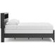 Ryderton Matte Black and Warm Gray Queen Bookcase Storage Panel Bed with LED