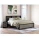 Ryderton Warm Gray and Matte Black King Bookcase Headboard with LED