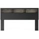Ryderton Warm Gray and Matte Black King Bookcase Headboard with LED