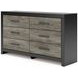 Ryderton Black and Gray 6 Drawer Dresser with Rectangular Mirror
