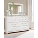 Marzoni White 6 Drawer Dresser and Rectangular Mirror