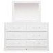 Marzoni White 6 Drawer Dresser and Rectangular Mirror