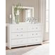 Marzoni White 6 Drawer Dresser and Rectangular Mirror