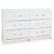 Marzoni White 6 Drawer Dresser and Rectangular Mirror