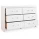 Marzoni White 6 Drawer Dresser and Rectangular Mirror