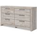 Ryderton Gray 6 Drawer Dresser and Rectangular Mirror